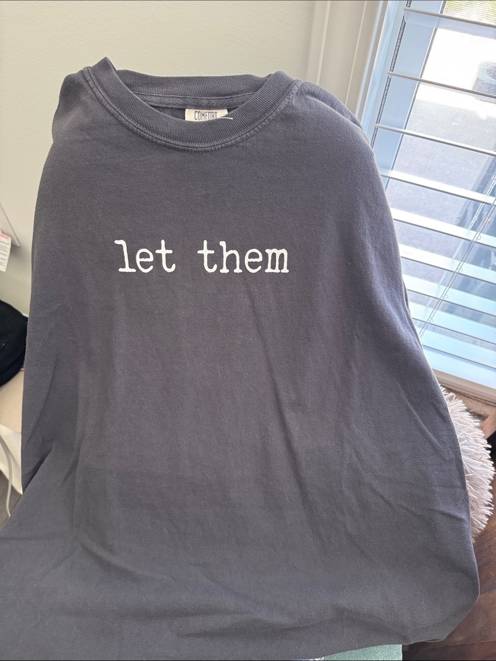 Comfort Colors Navy Short Sleeve Tee with "let them" Script